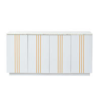 SIDEBOARD Weiß Gold 4 Türen 140cm verstellbare Fächer Modern - Weiß, Holzwerkstoff (35/70/140cm) - FLIEKS