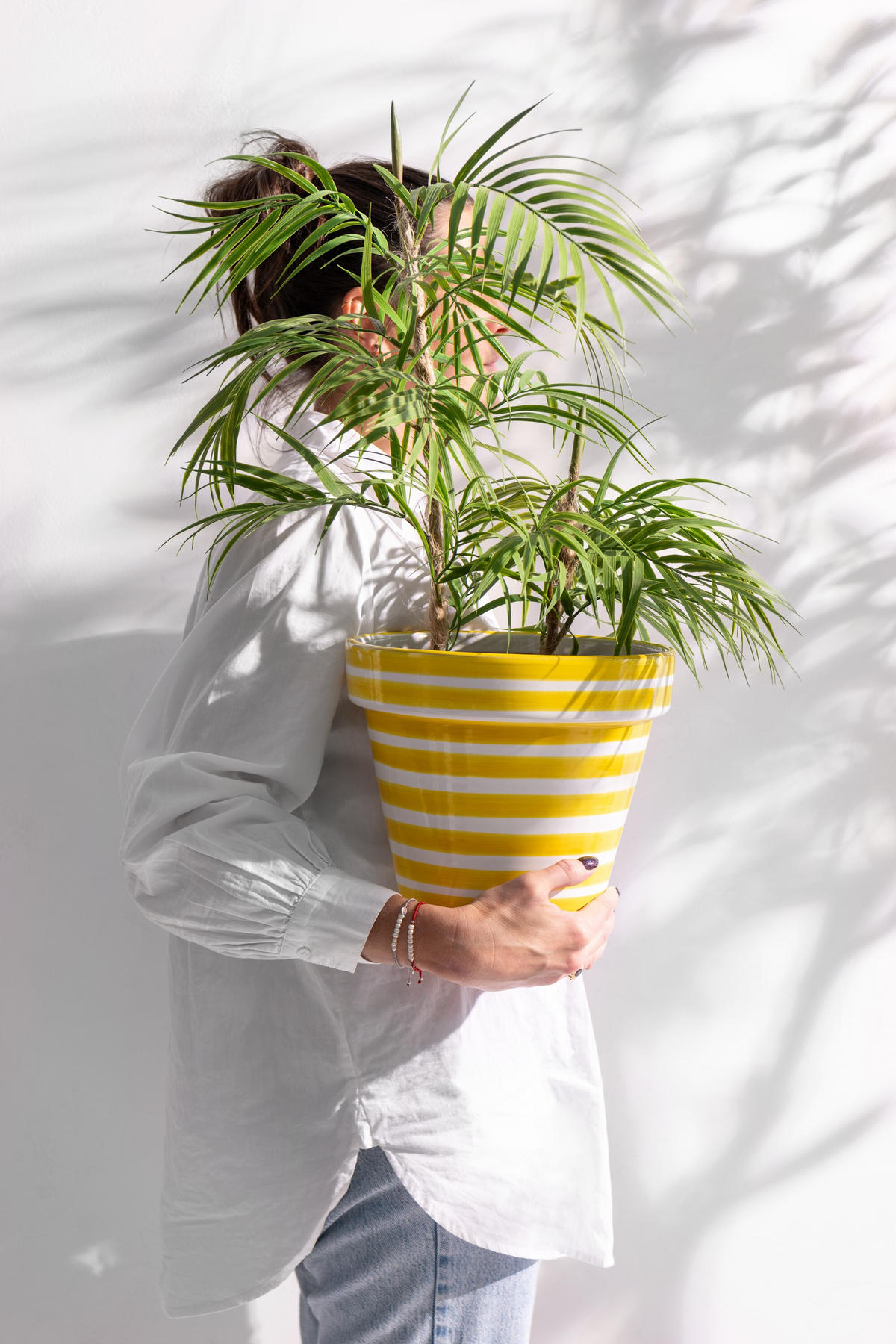 BLUMENTOPF GRANADA STRIPES - Töpferei - Gelb - M - Ø 27 cm - Multicolor, Keramik (27/25cm) - J-Line