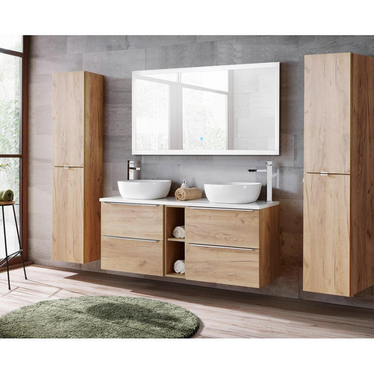 BADMÖBEL-SET 4-TLG. Toskana-56 - Braun, Holzwerkstoff (250/190/46cm) - Lomado