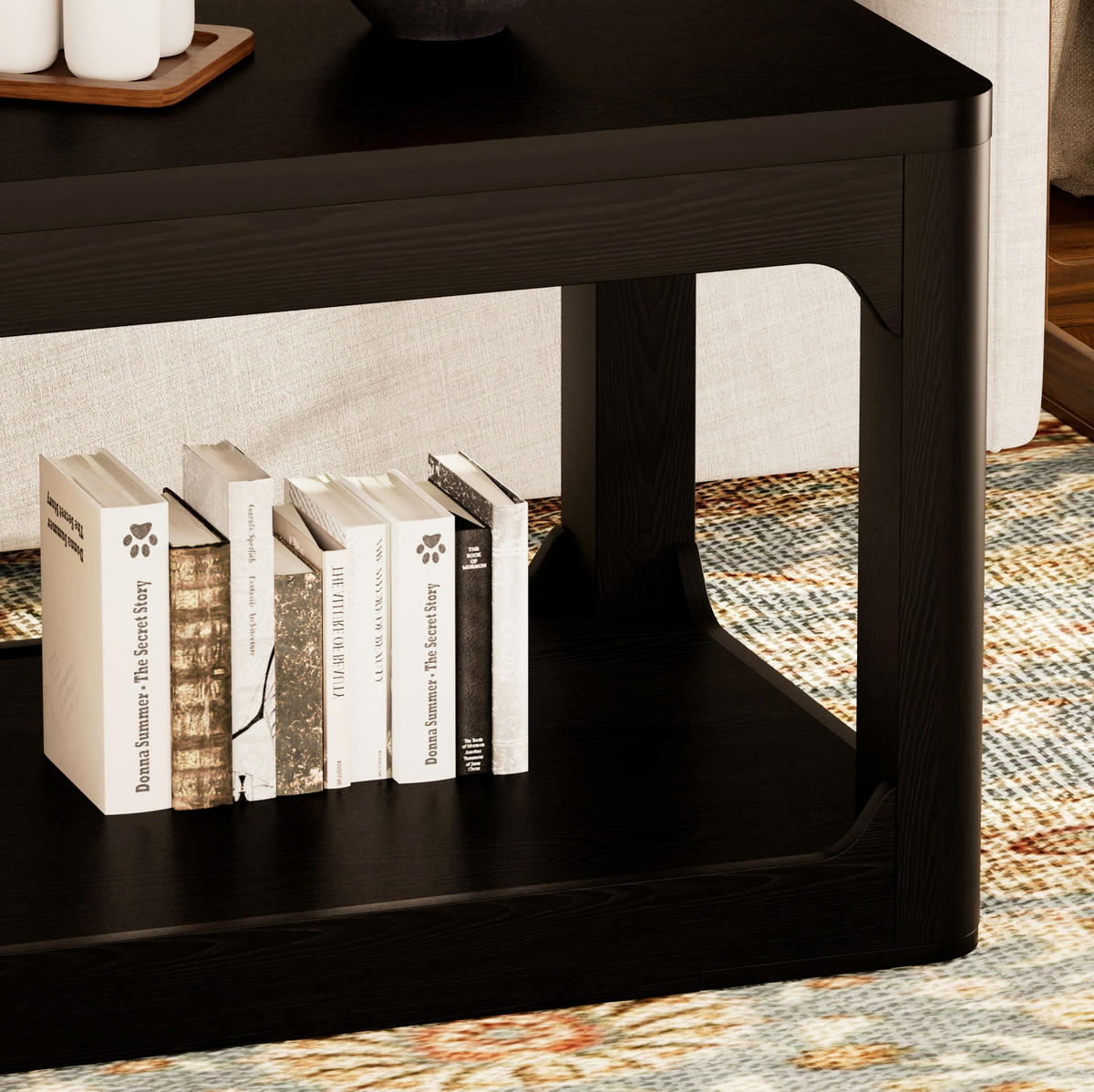COUCHTISCH aus MDF 100x50x44,5 cm Schwarz mit 2 Ablagefächern - Schwarz, Holzwerkstoff (100/50/44.5cm) - IVMEU