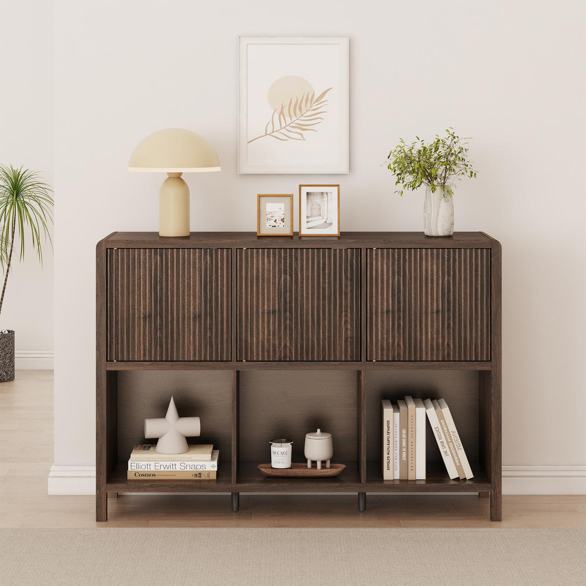 KOMODA Lukkodso - barva vlašského ořechu, kompozitní dřevo (110/76.5/30cm) - [en.casa]