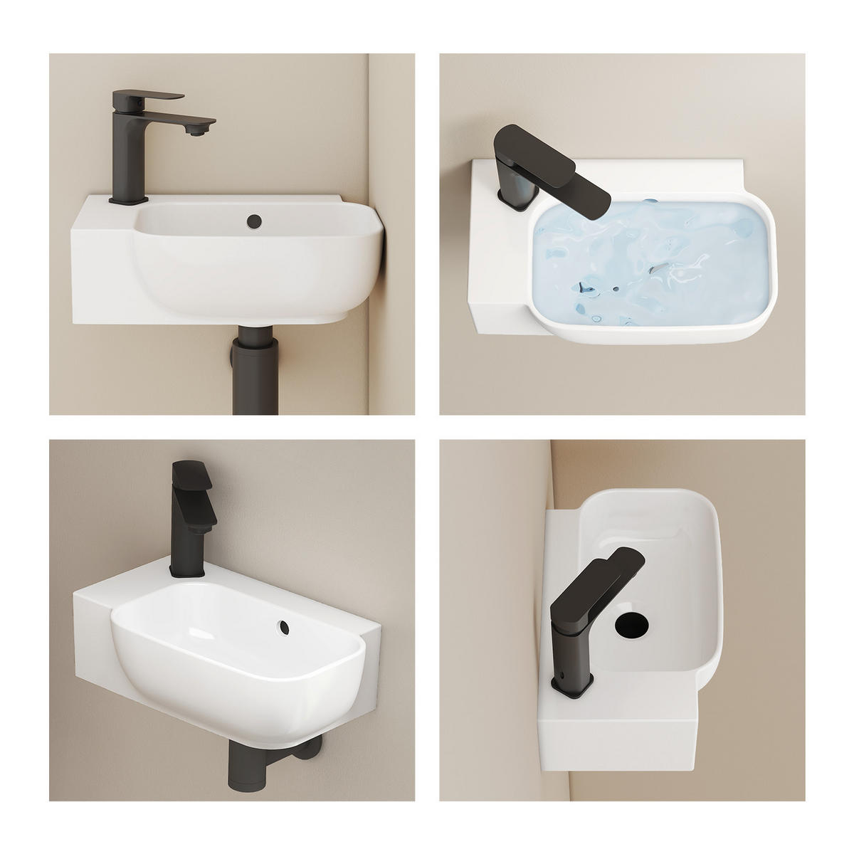 HANDWASCHBECKEN Links-Wasserhahnloch 40 / 25 / 14 cm - Weiß, Keramik (25/14/40cm) - EMKE