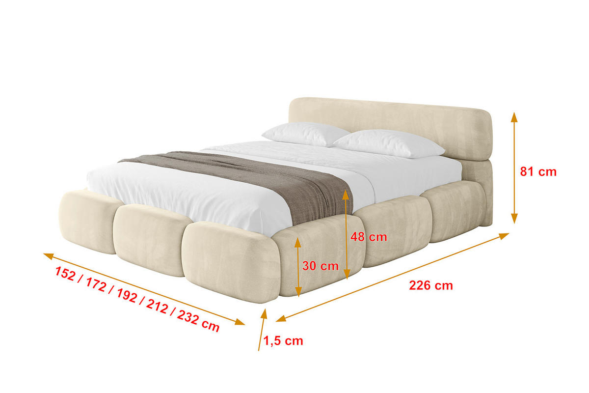 POLSTERBETT mit Bettkasten und Lattenrost, Boxbett ohne Matratze - ELVA-v1 120x200 Beige - Beige, Holzwerkstoff/Textil (120/200cm) - ALTDECOR