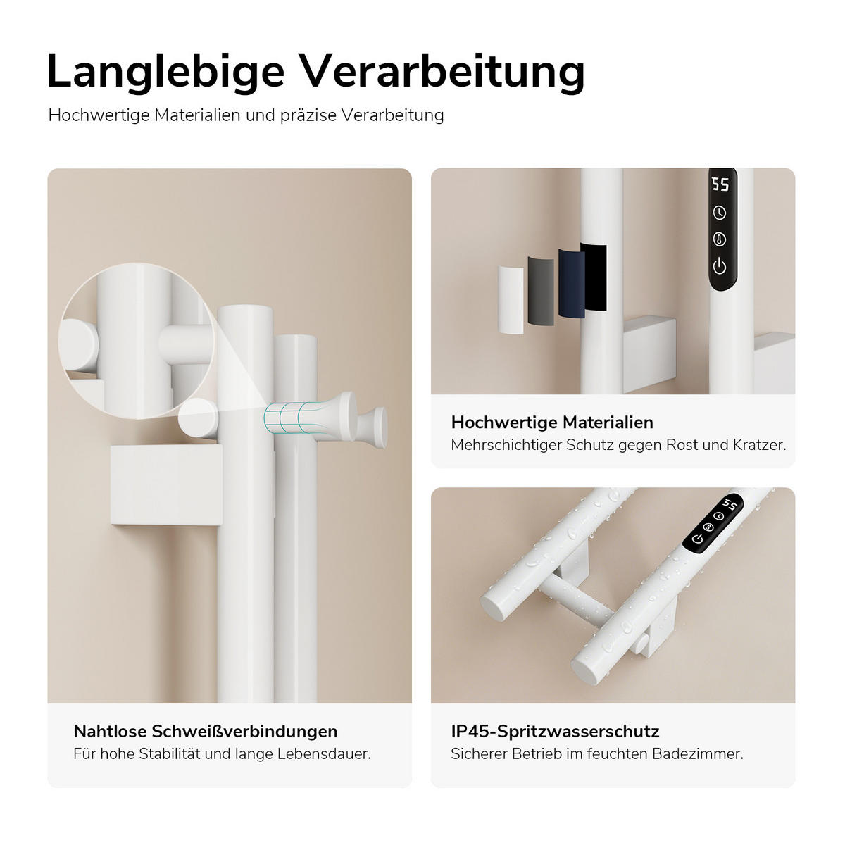 HEIZKÖRPER elektrisch vertikal 120 x 12,4 cm mit Smart-Steuerung Weiß - Weiß, Metall (12.4/120/14cm) - EMKE