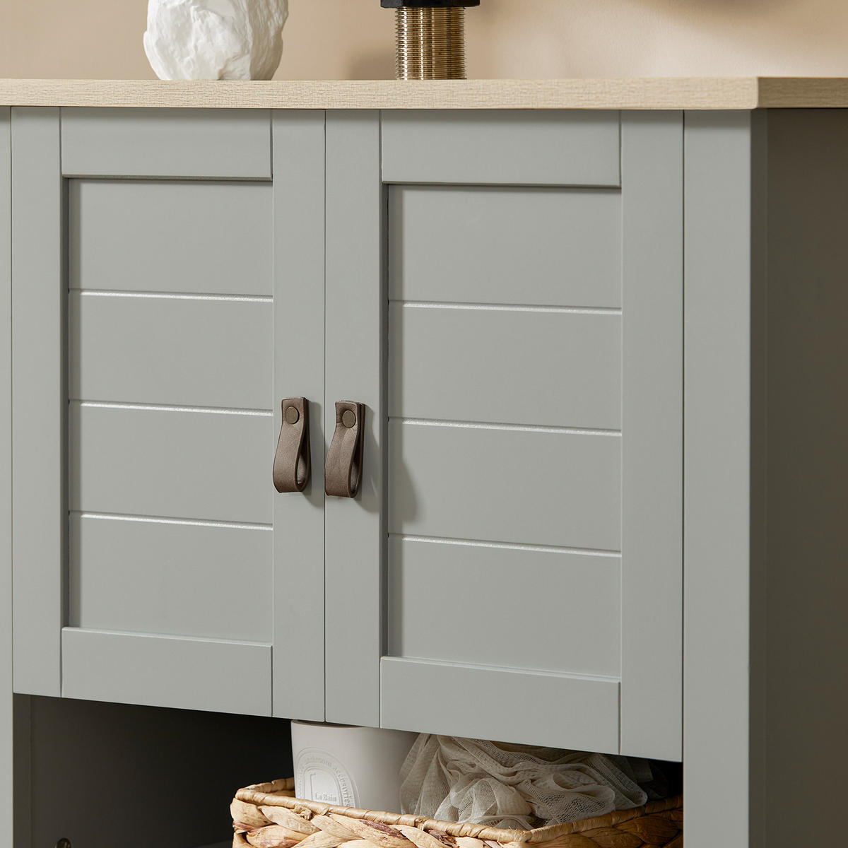 WASCHBECKENUNTERSCHRANK, Hellgrau, 60x60x30cm - Grau, Holzwerkstoff (60/60/30cm) - SoBuy