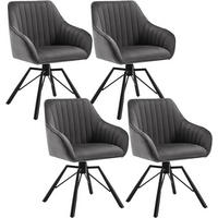 ESSZIMMERSTUHL 4er Set, Samt Sessel, Dunkelgrau - Dunkelgrau/Schwarz, Textil/Metall (57/83.5/53cm) - Woltu