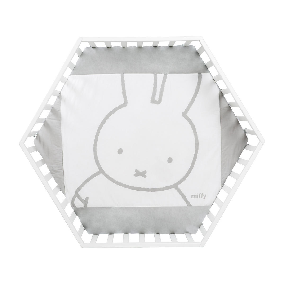 LAUFGITTER 6-eckig, Miffy - Weiß, Holzwerkstoff (118.5/72.5/103.5cm) - Roba