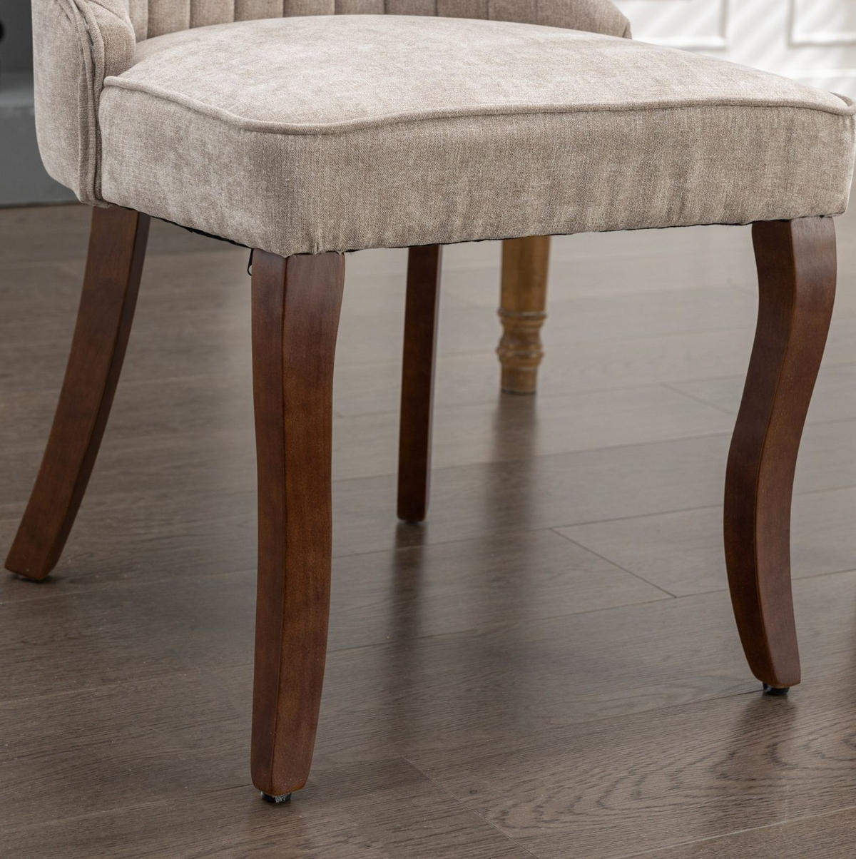 ESSZIMMERSTUHL 2er-Set mit hoher Rückenlehne Chenille Beige - Beige, Holz (50/95.5/64cm) - Meubliv