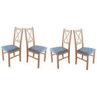 ESSZIMMERSTUHL Set 4x "Nilo 10", natür buche, hygge 91 - Buchefarben/Hellgrau, Holz (43/94/40cm) - Leaf Design