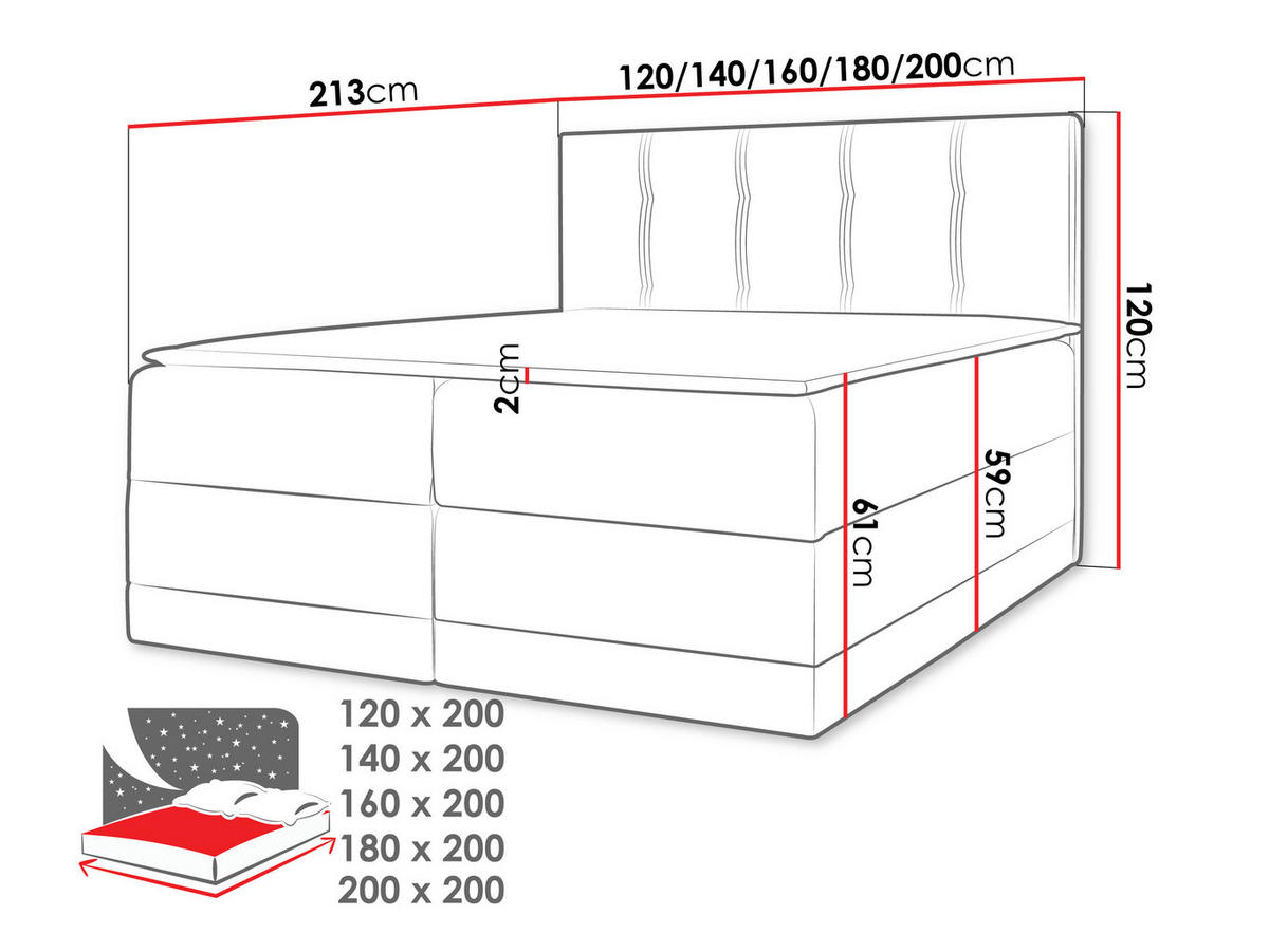 BOXBETT Royal - Braun/Rosa, Holz (200/200cm) - MIRJAN24