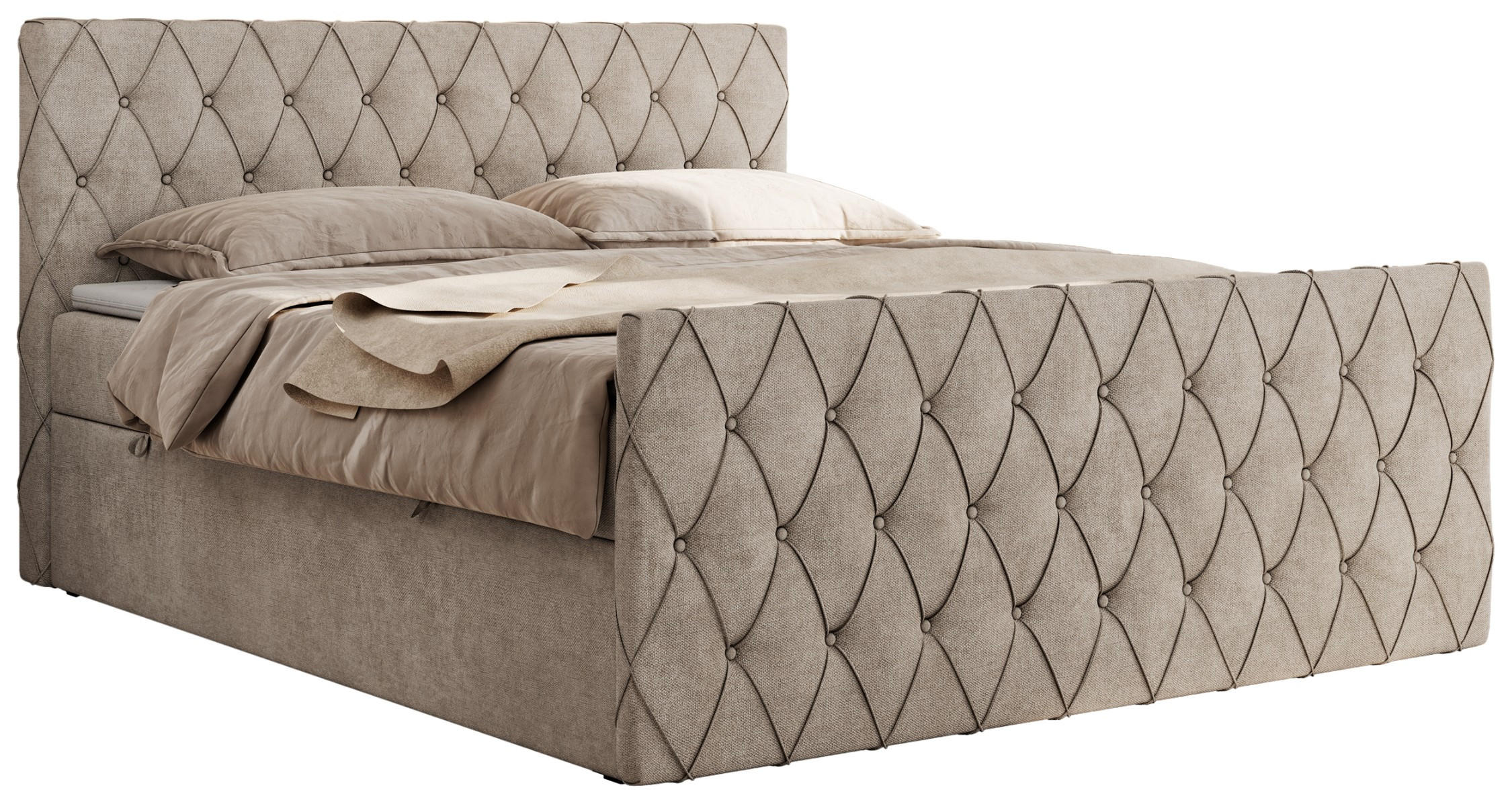 BOXBETT MIREN DUO 120/200 - Beige Strukture - H3 - Beige, Holz/Textil (120/200cm) - MKS