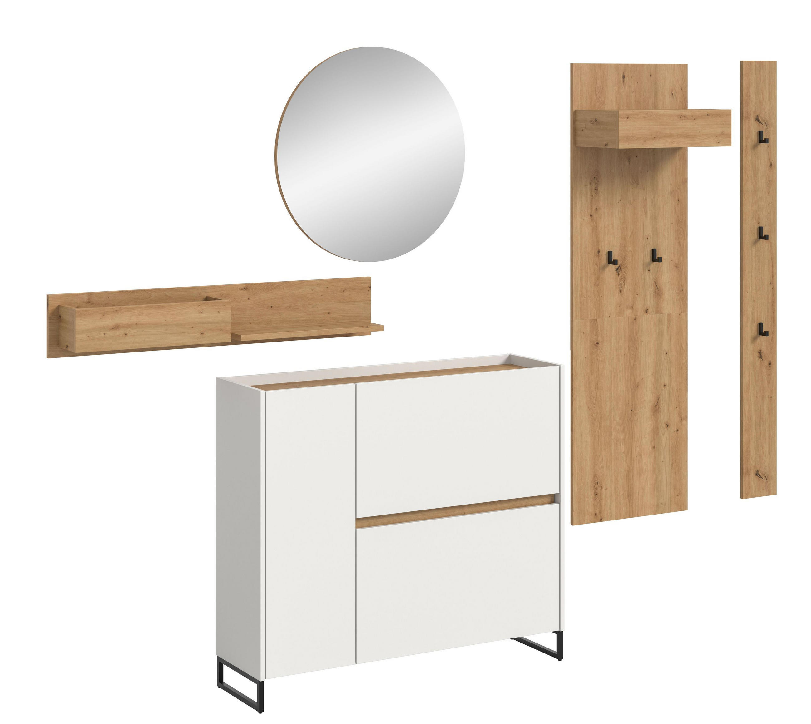 GARDEROBE Flow (B/H/T: ca. 236/197/32 cm) 5 tlg. in Weiß/weiß - Weiß, Holzwerkstoff (236/197/32cm) - Homes & Jones