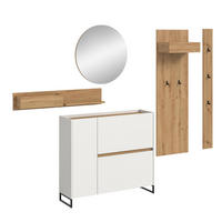 GARDEROBE Flow (B/H/T: ca. 236/197/32 cm) 5 tlg. in Weiß/weiß - Weiß, Holzwerkstoff (236/197/32cm) - Homes & Jones
