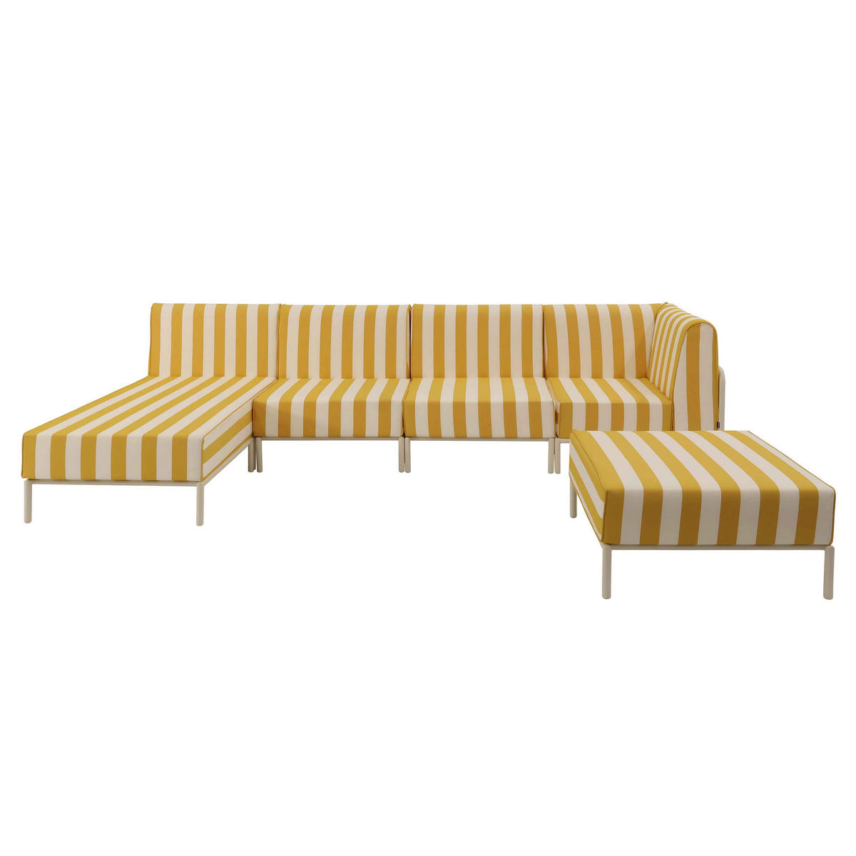 GARTENSOFA mit 5 Sitzplätzen, Gelb - Gelb, Textil - Oviala