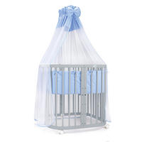 BABYBETT GREY, 7in1 mit Matratze - Blau/Grau, Holz (73/123cm) - waldin