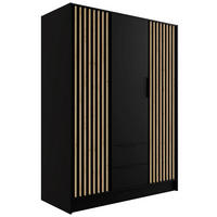 KLEIDERSCHRANK NELIA - 150 cm - Schwarz/Eiche Artisan, Holzwerkstoff (150/200/51cm) - ALTDECOR