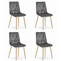 ESSZIMMERSTUHL 4er Set Dunkelgrauer Velours, Gepolsterte Sitzfläche, Holzbeine, Modernes Design - Grau, Textil (46/89/40cm) - Best For Home