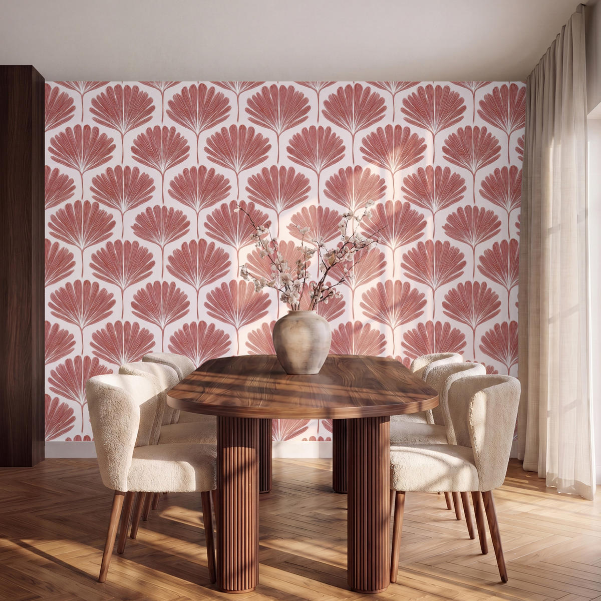 TAPETE - Fächer - Motiv - Terra - 260x200 cm - Rotbraun, Papier (260/200cm) - OnlyWow