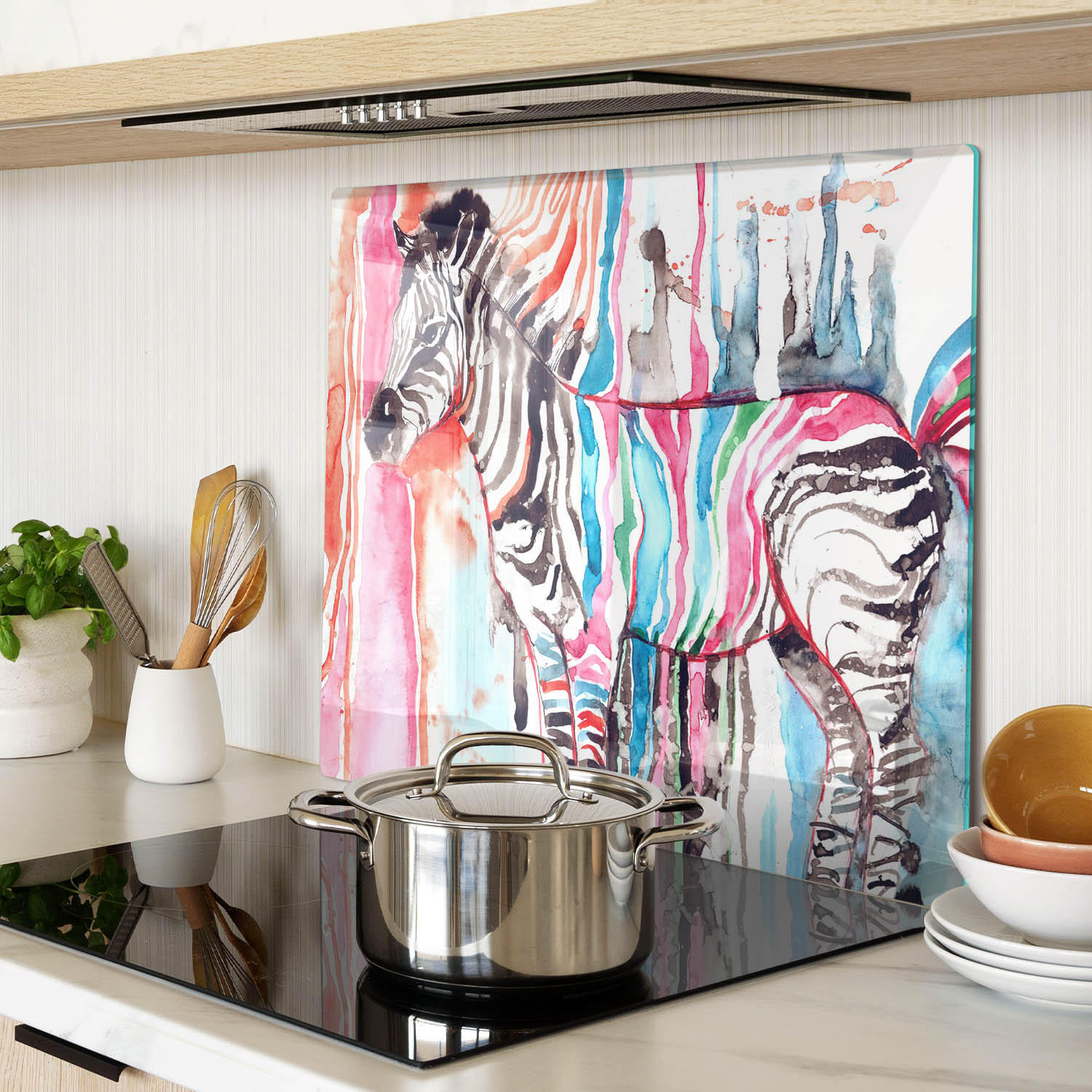 GLASPLATTE 60x52 cm Buntes Zebra - Multicolor, Glas (60/0.4/52cm) - TULUP