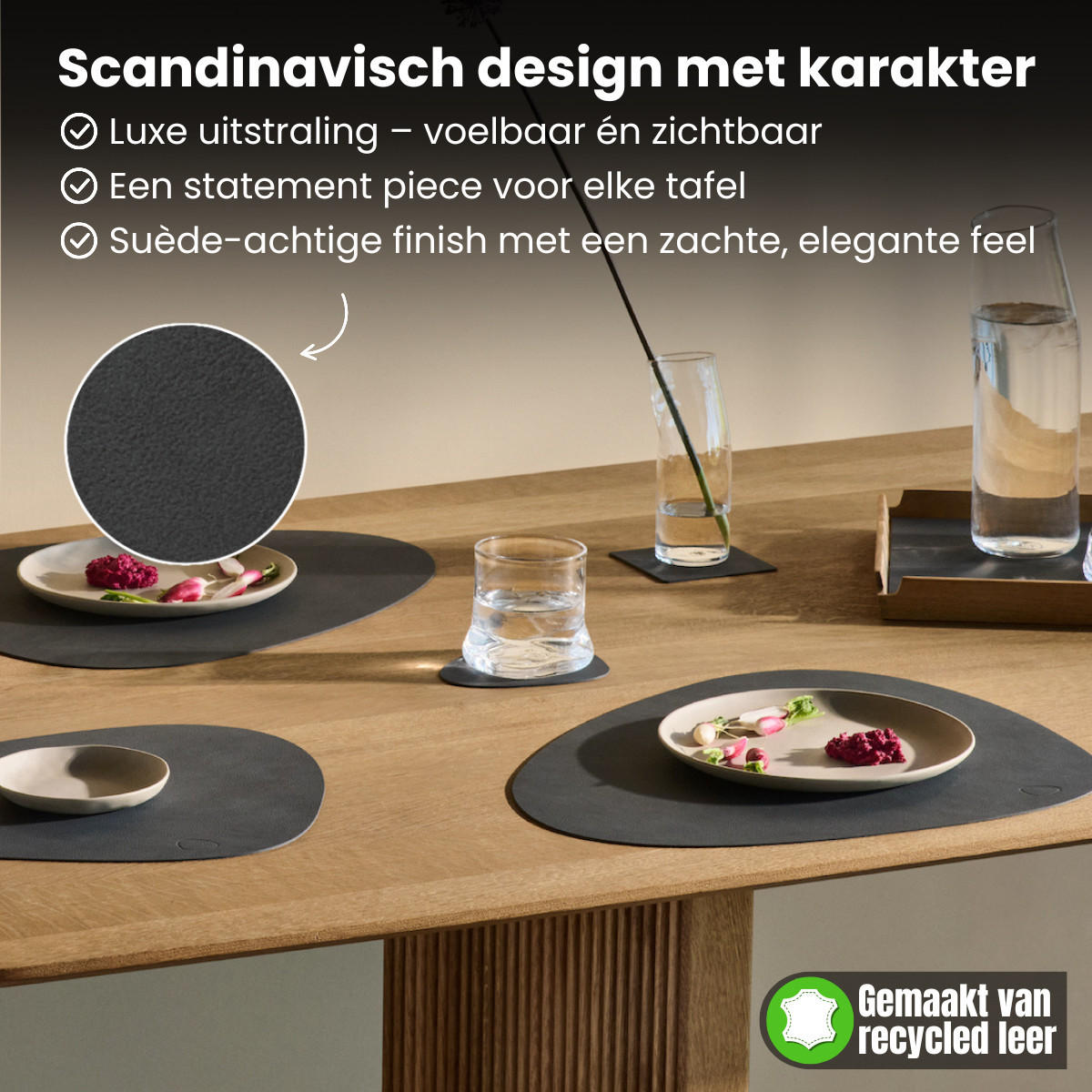 LIND DNA PLATZSET TISCHSETS Nupo - Leder - Natur - Curved - 44 x 37 cm ...
