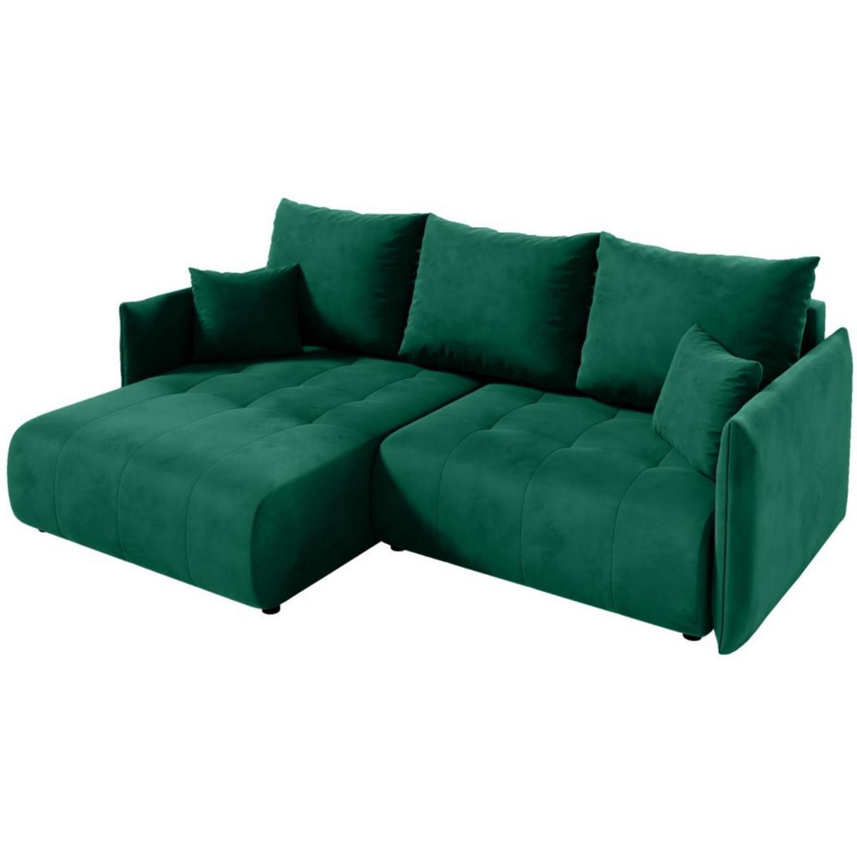 ECKSCHLAFSOFA Henry Mini grün links - Schwarz/Grün, Kunststoff/Textil (221/153cm) - Beautysofa