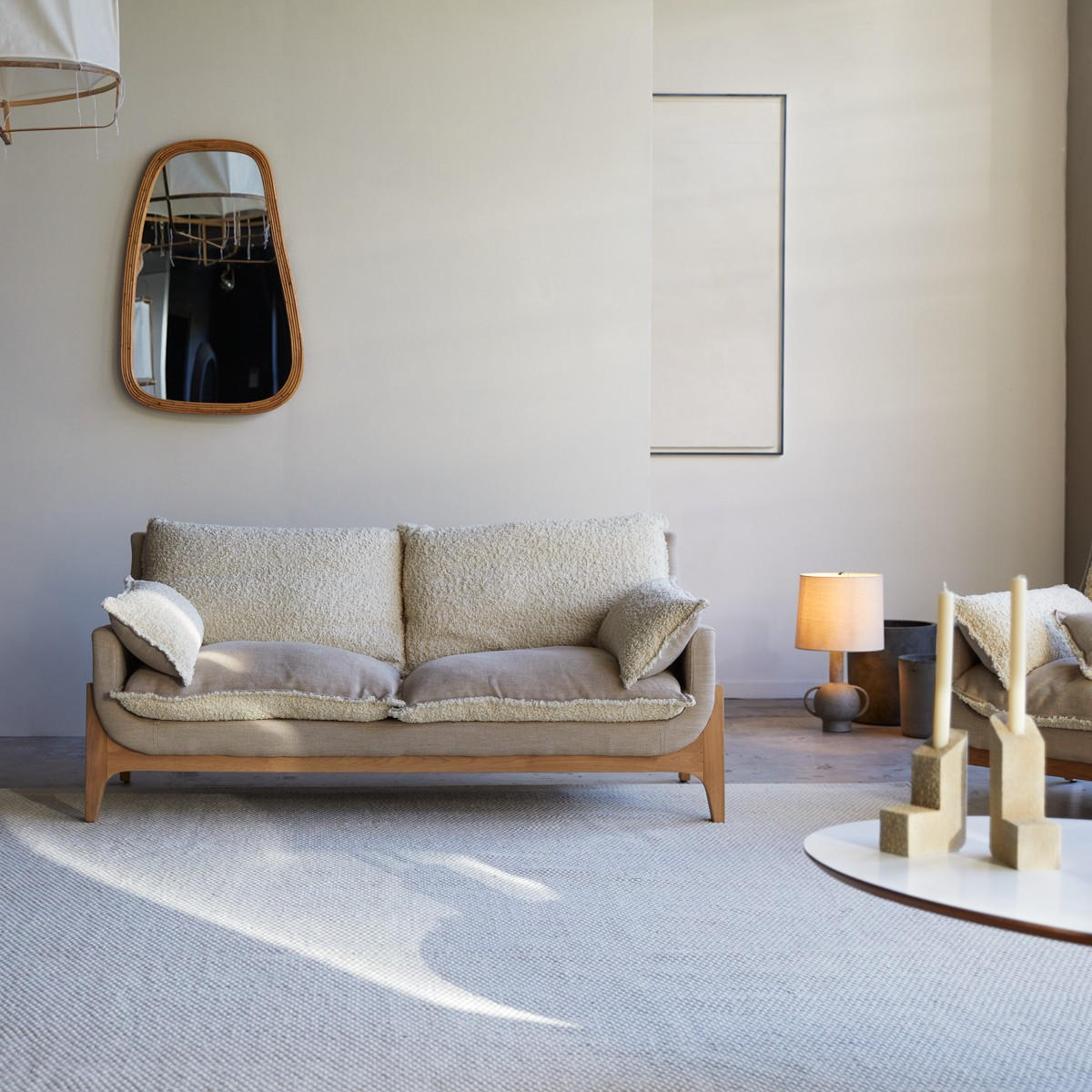 SOFA Woodnest Beige aus Stoff - Beige, Textil (166/77/93cm) - Tikamoon