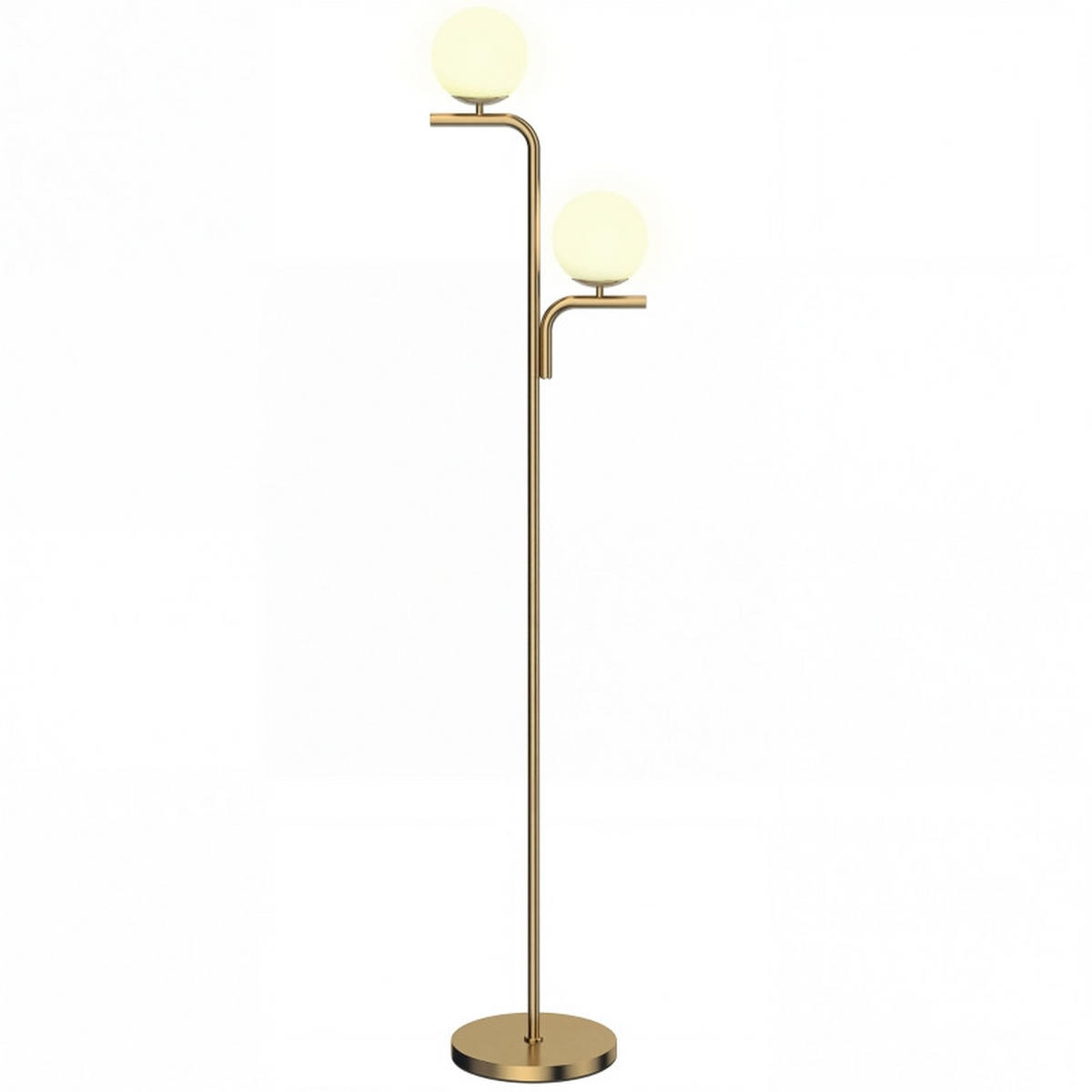 STEHLEUCHTE LED-Stehlampe 51x46x27cm Gold Moderne Bodenlampe mit Glaskugel Fußschalter - Goldfarben, Metall (33/28/170cm) - Raelunyi