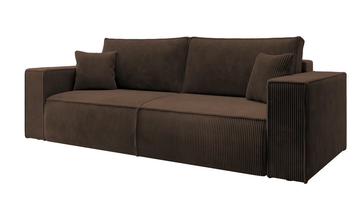 SCHLAFSOFA Farese Braun Cordbezug - Schwarz/Braun, Kunststoff/Textil (257/85/102cm) - Selsey