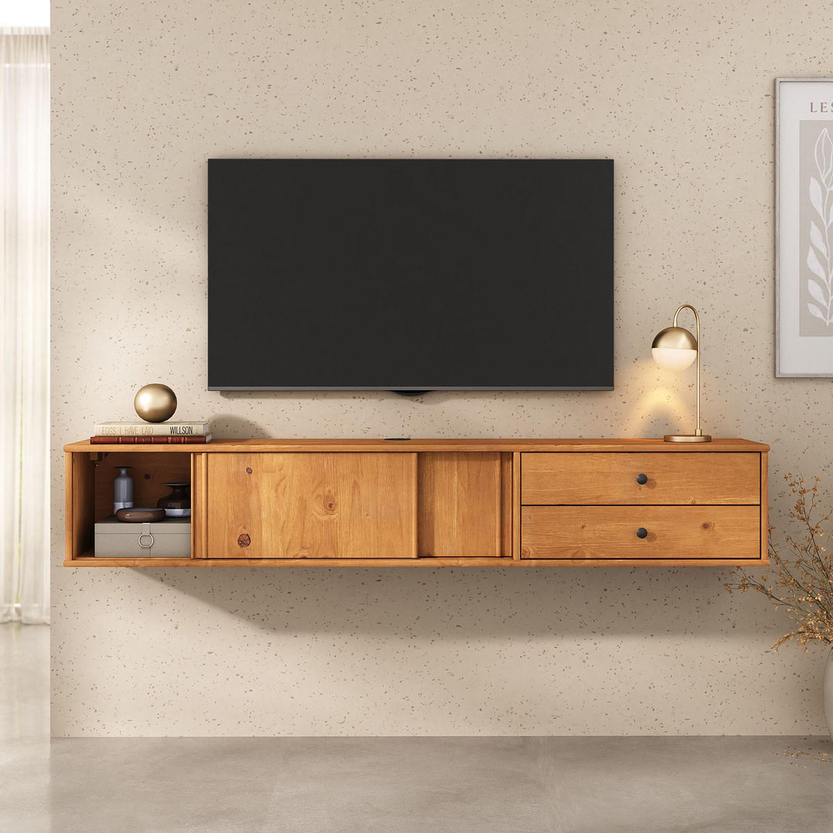 LOWBOARD SIMONA Eiche - Eichefarben, Holz (175/31/34cm) - IDIMEX