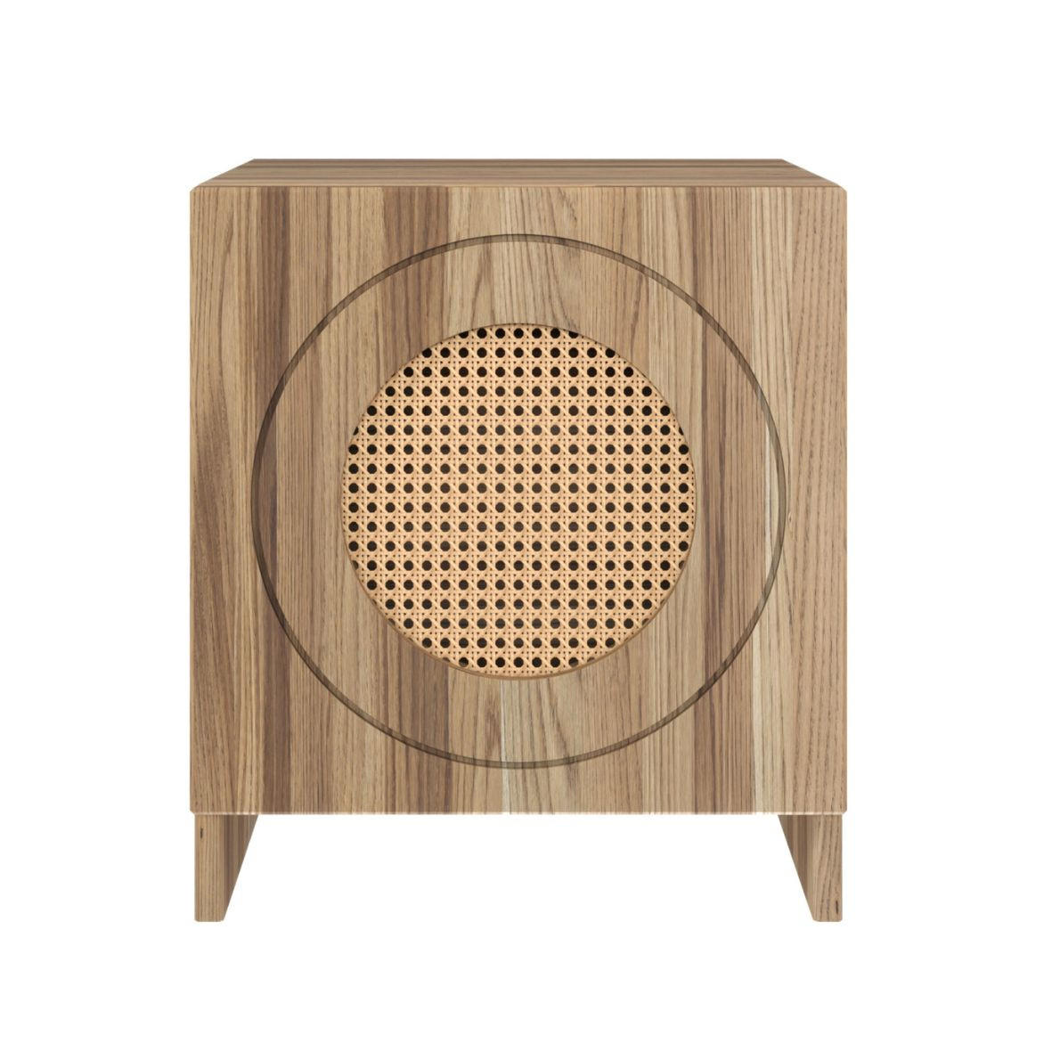 MASSIVHOLZNACHTTISCH Harmark mit Rattan-Detail, Eiche Antik - geölt - Eiche Wotan, Eichenholz/Holz (44/50/34cm) - Skandica