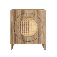MASSIVHOLZNACHTTISCH Harmark mit Rattan-Detail, Eiche Antik - geölt - Eiche Wotan, Eichenholz/Holz (44/50/34cm) - Skandica