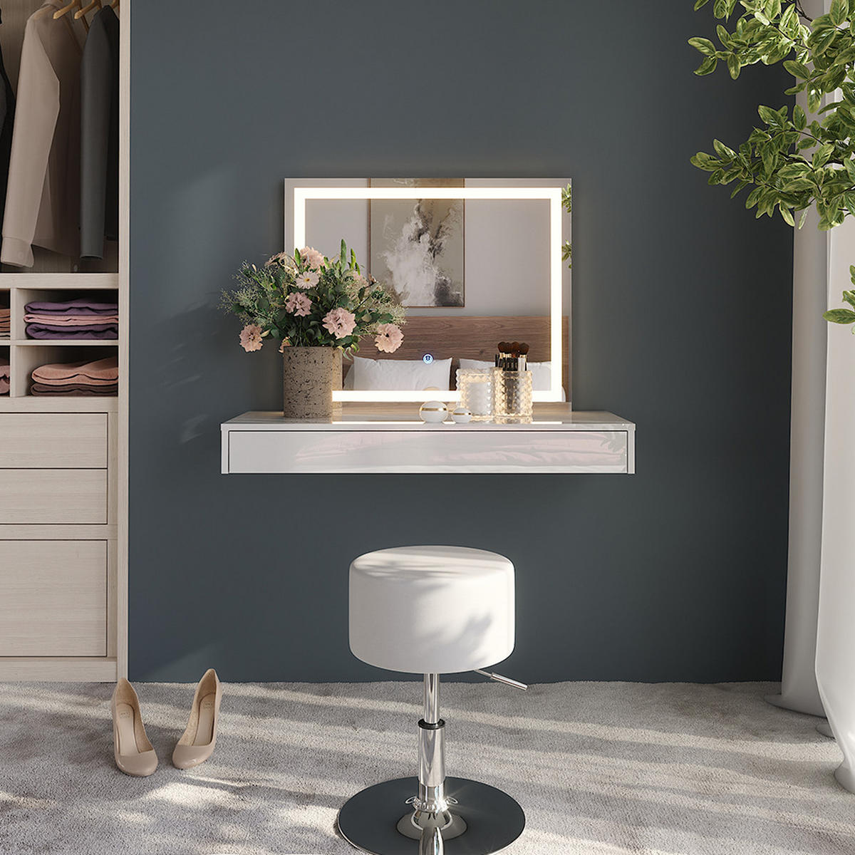 TOALETNÍ STOLEK Sherry Bílá - bílá, kompozitní dřevo (100/12/40.1cm) - Vicco