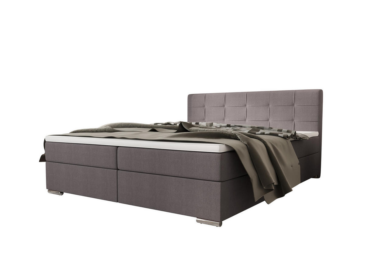 BOXBETT ZILANO 1 mit Matratze H3 und Topper 160x200 Cosmic 160 - Hellgrau, Holz/Textil (160/200cm) - Bedante