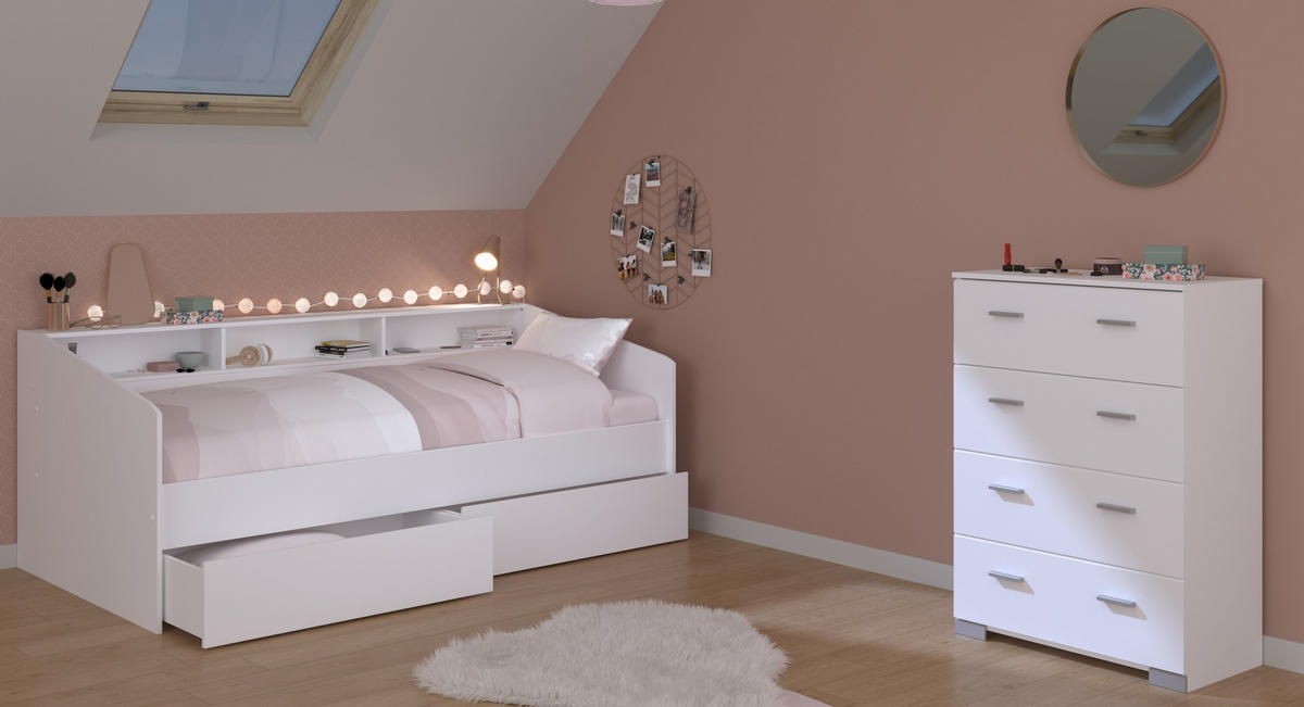 JUGENDZIMMER Sleep 45 in Weiß 3 teilig - Weiß, Holzwerkstoff (120/200/80cm)