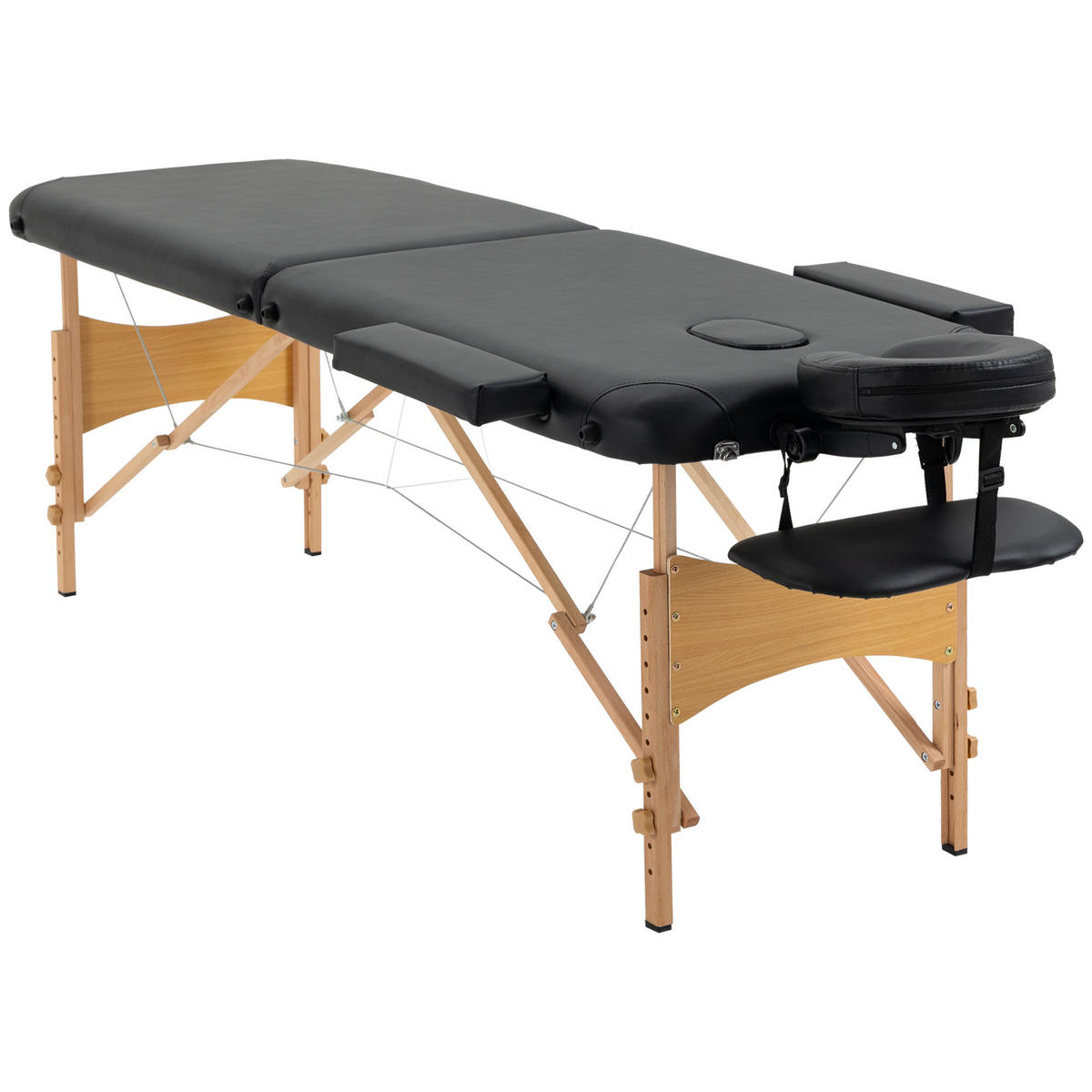 MASSAGETISCH, Kunstleder, Holz, Schwarz - Schwarz, Leder (60/88/182cm) - HOMCOM