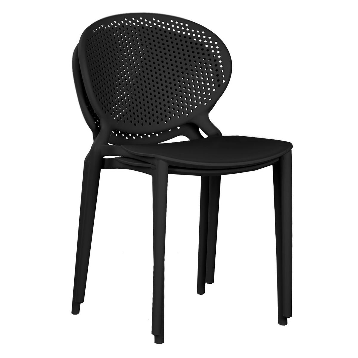 GARTENSTUHL 4er-Set Kunststoff Schwarz - Schwarz, Kunststoff (41/77/48cm) - Homestyle4u
