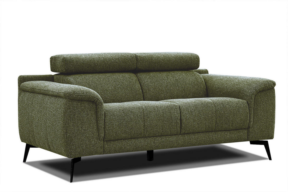 SOFA FIERO 2-Sitzer, olivgrün - Schwarz/Olivgrün, Holzwerkstoff/Textil (170/82/103cm) - Courtois Laville