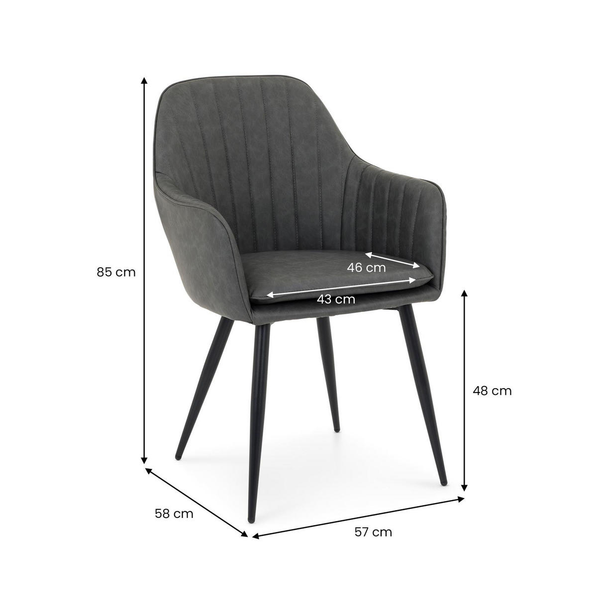 ESSZIMMERSTÜHLE ETTA 2er-Set grau - Grau, Textil (57/85/58cm) - IDIMEX