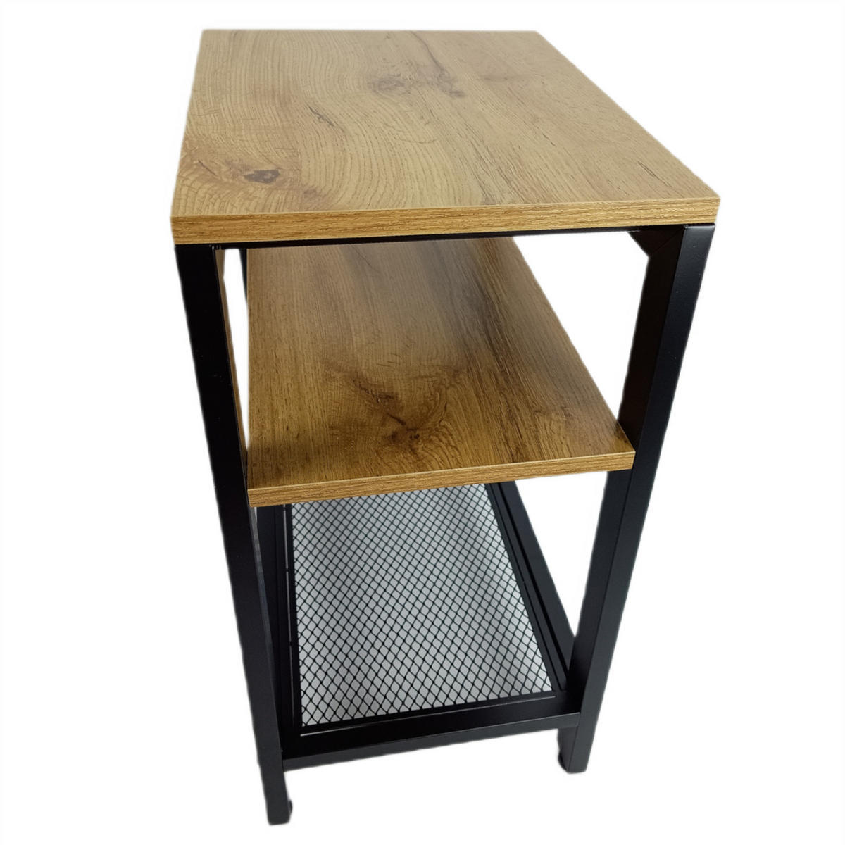 BEISTELLTISCH Metall Holzoptik Erlefarben Schwarz 3 Ablagen 59x30x60 cm - Erlefarben/Schwarz, Holzwerkstoff/Metall (30/59/60cm) - Begryf