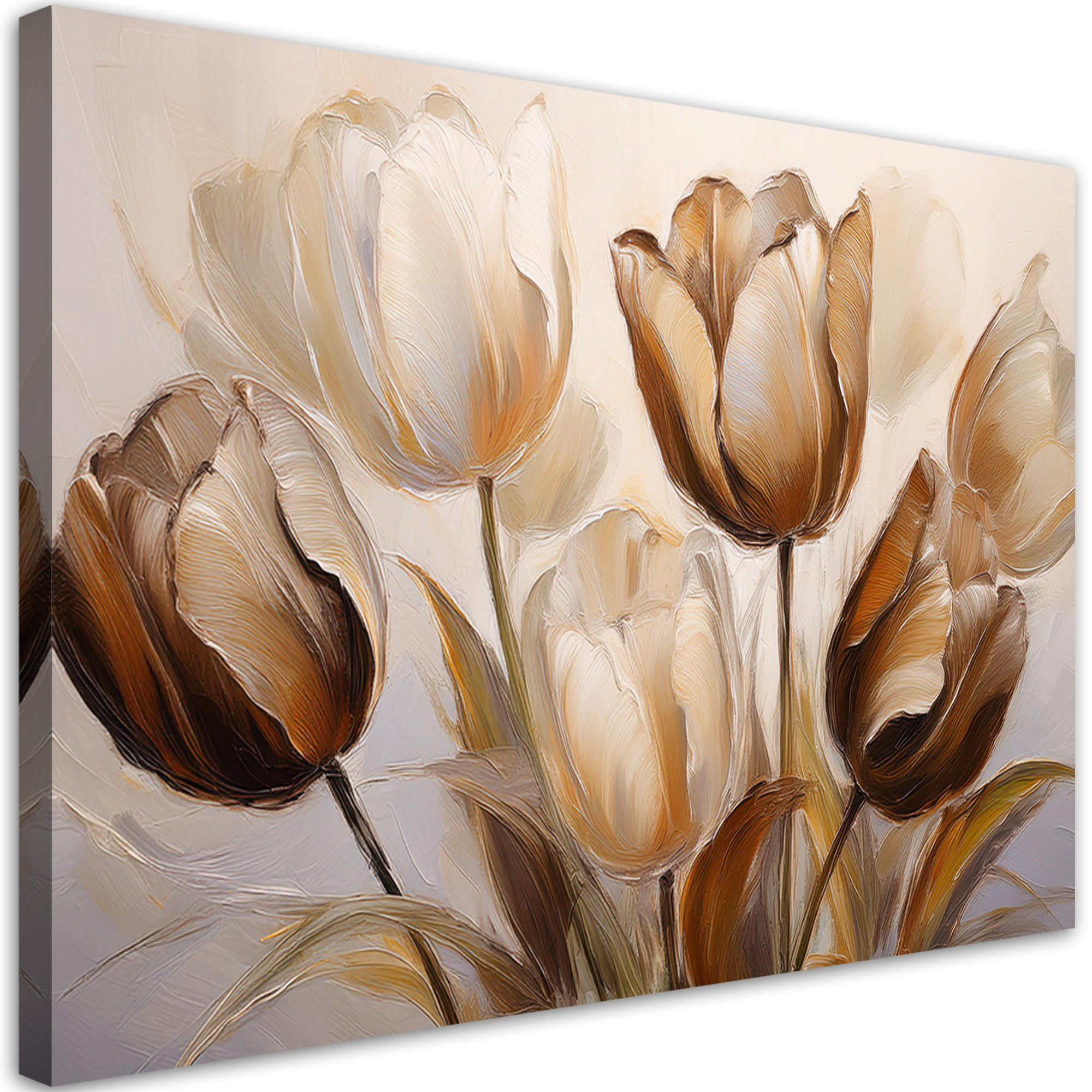 WANDBILD tulpen blumen sepia beige - Beige, Textil (60/40cm) - Feeby