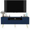 TV-SCHRANK Elpis2 Marineblau Matt mit goldenen Metallbeine Glamour 150 cm - Blau/Goldfarben, Holzwerkstoff/Metall (150/60.5/36.5cm) - Meble Lindner