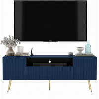 TV-SCHRANK Elpis2 Marineblau Matt mit goldenen Metallbeine Glamour 150 cm - Blau/Goldfarben, Holzwerkstoff/Metall (150/60.5/36.5cm) - Meble Lindner