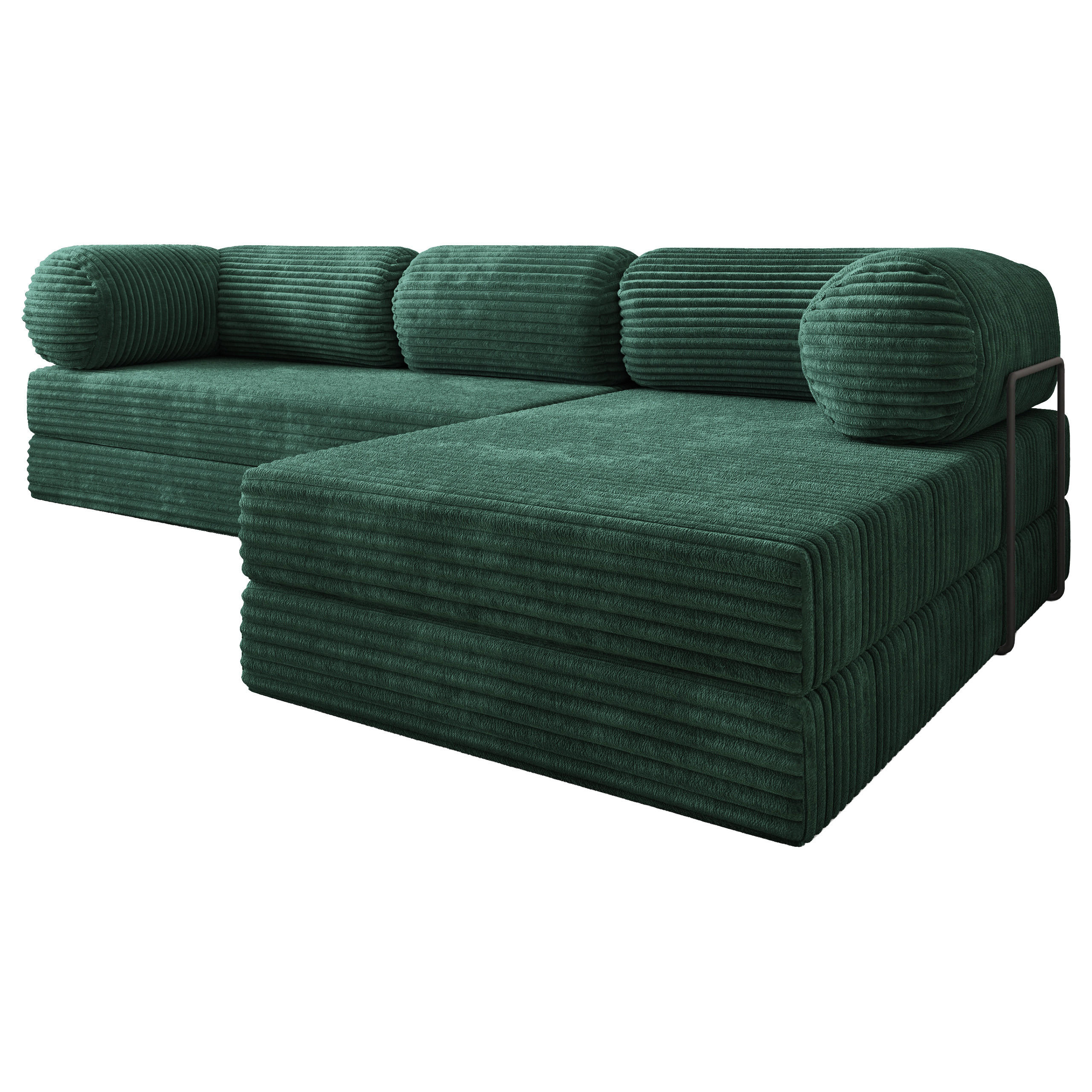 ECKSOFA ETERA modulares Boneless Sofa mit Schlaffunktion Grün Kordstoff - Grün, Textil (270/160cm) - MASSENO