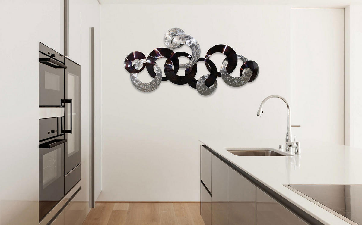 WANDDEKO Silber 124/72 cm - Silberfarben/Braun, Metall (3/72/8cm) - KUNSTLOFT