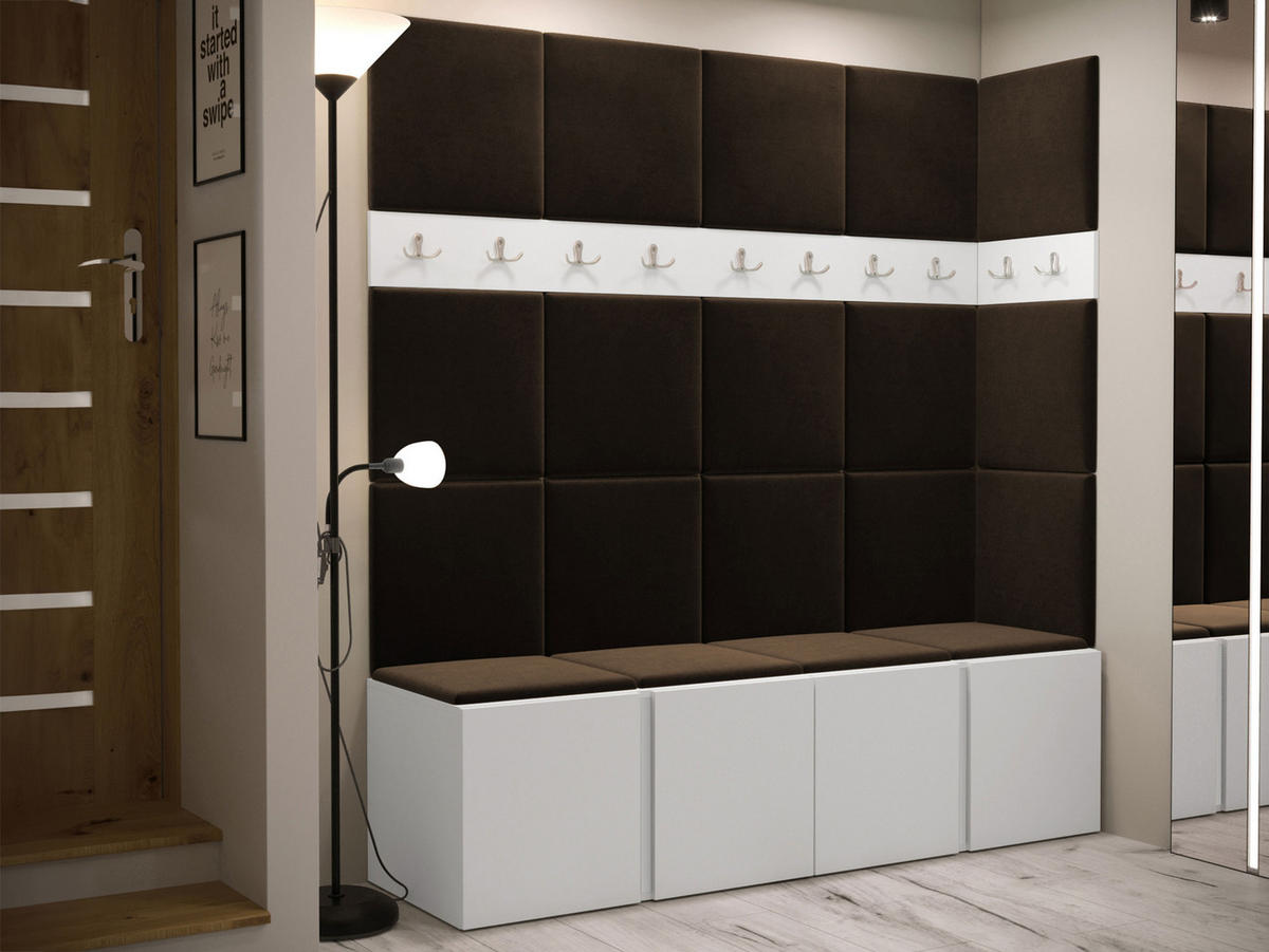 GARDEROBEN-SET Orion II - Weiß/Braun, Holzwerkstoff/Kunststoff (168/186/46cm) - MIRJAN24