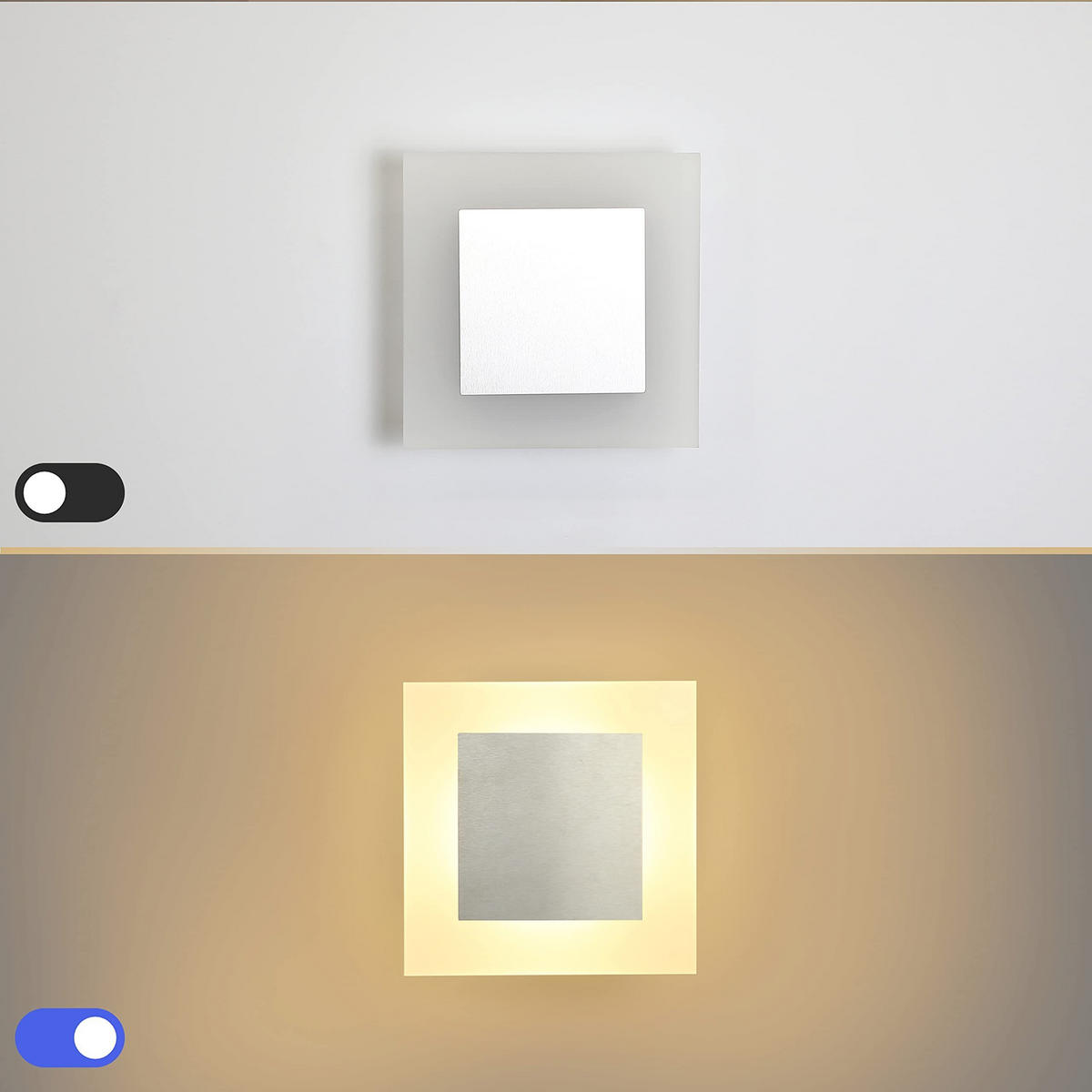 LED-WANDLEUCHTE Shimmerlite 16/16/4.8 cm - Schwarz, Metall (16/4.8/16cm) - ZMH