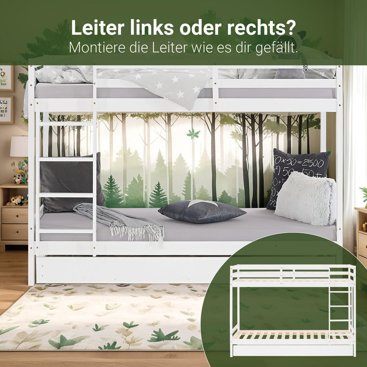 ETAGENBETT Hochbett mit Stauraum 90/200 cm Weiß - Weiß, Holz - Homestyle4u