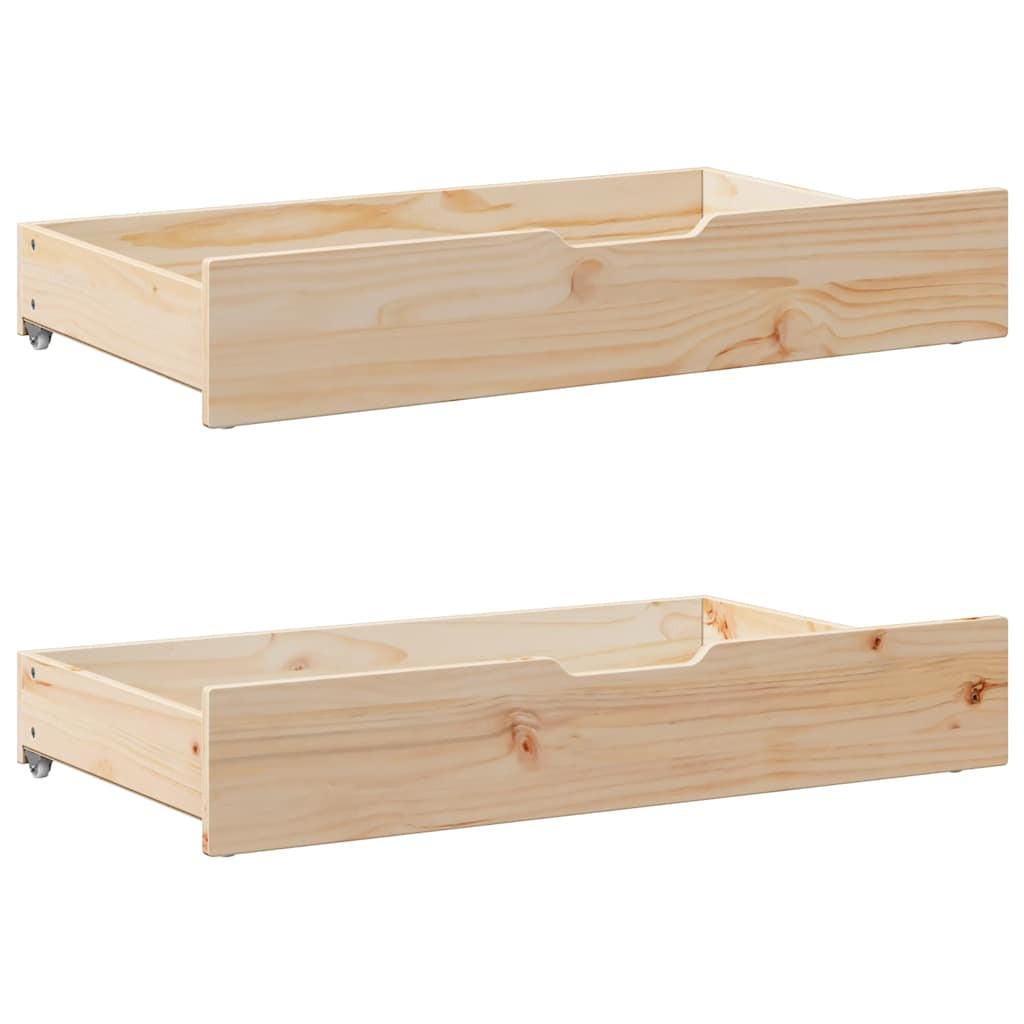BETTSCHUBLADEN Mit Rollen 2 Stk. 90/55/17 Cm Massivholz Kiefer - Braun, Holz - vidaXL