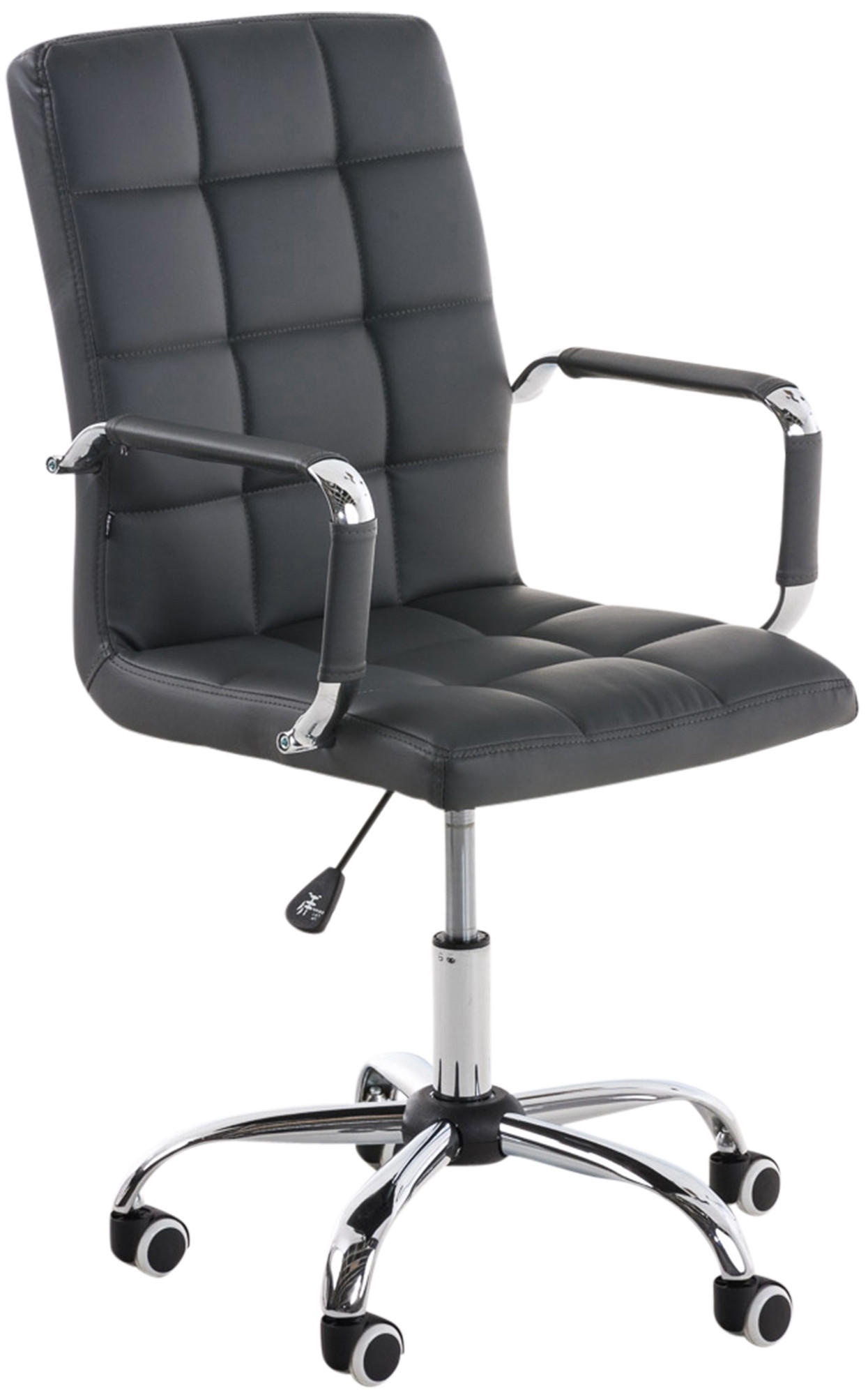 DREHSTUHL Lederlook grau - Chromfarben/Grau, Textil/Metall (54/92/59cm) - CLP