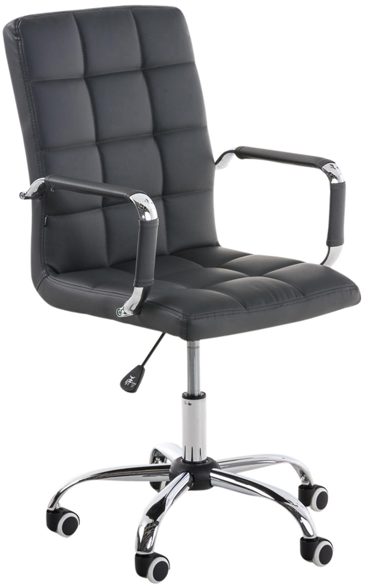 DREHSTUHL Lederlook grau - Chromfarben/Grau, Textil/Metall (54/92/59cm) - CLP